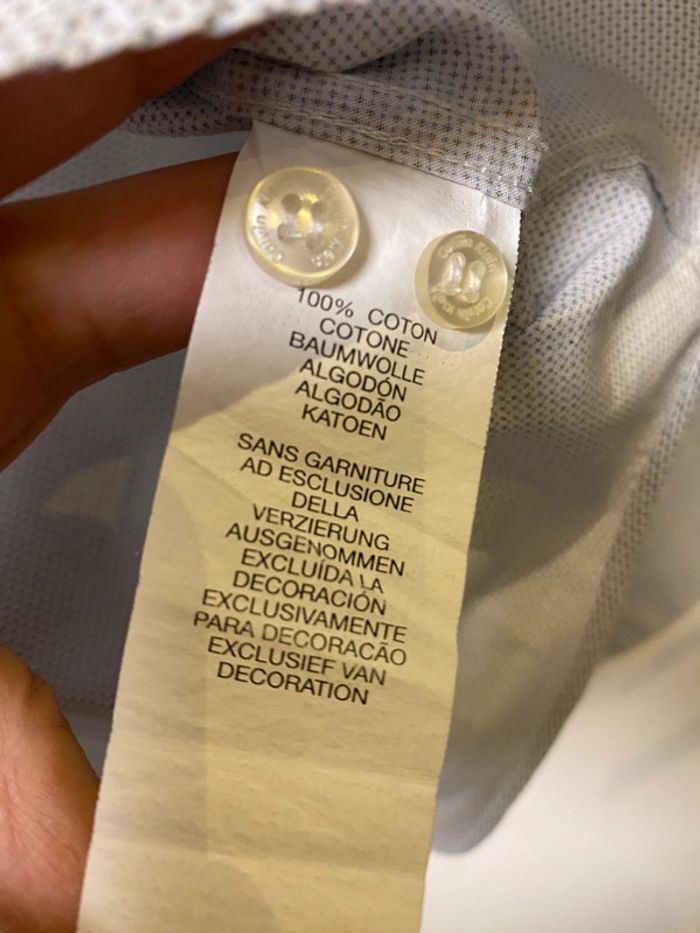 Superbe chemise blanche à motif bleu Calvin Klein taille L 40 traces au col sinon impeccable - photo numéro 9