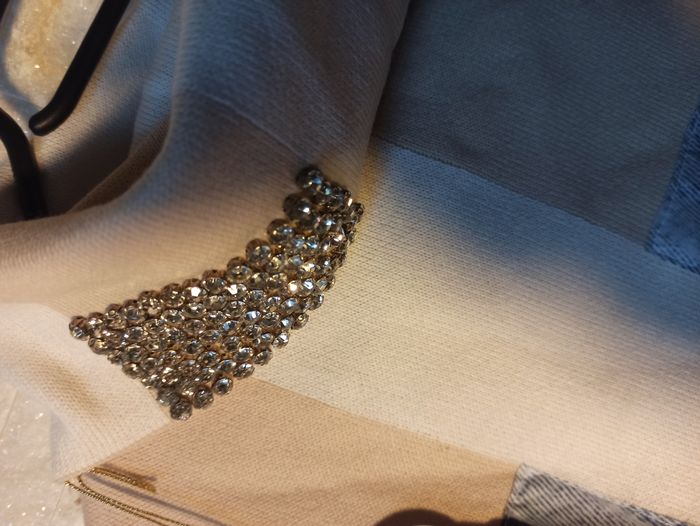 Robe Pull Beige et Jeans avec Strass Femme NEUF Taille L - photo numéro 4