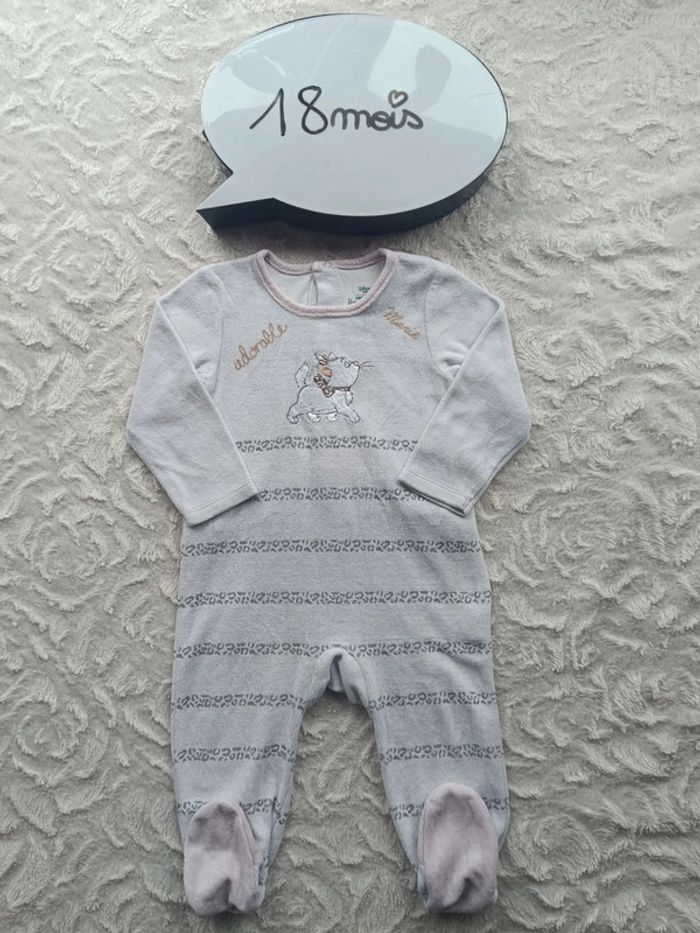 Pyjama grenouillère velours Fille 18 mois Marie Aristochats Disney Baby Orchestra