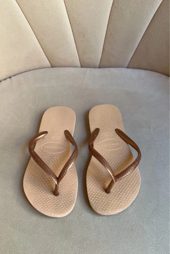 Tongs fille slim rose et bronze 33/34 EU - Havaianas - photo numéro 2