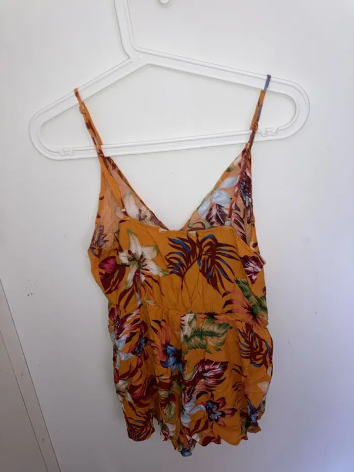 Combi short légère jaune à fleurs - photo numéro 2