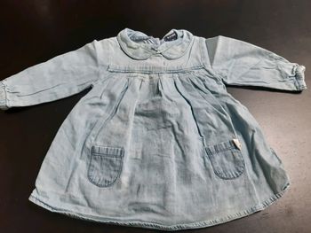 Robe jean col claudine 3 mois bébé fille manches