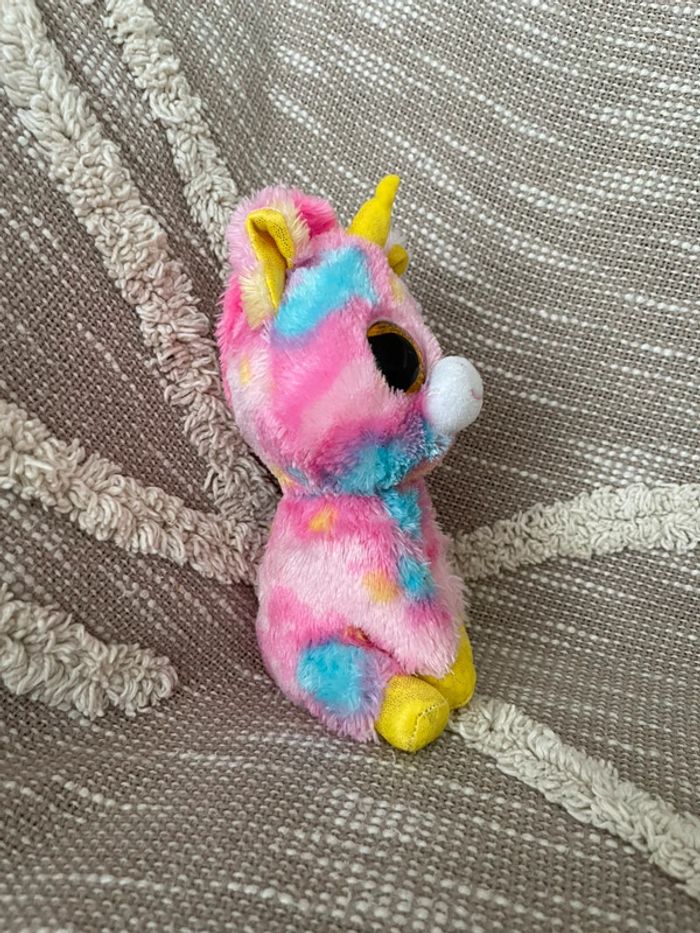 Peluche doudou 18cm TY licorne à tâche multicolore très bon état - photo numéro 2