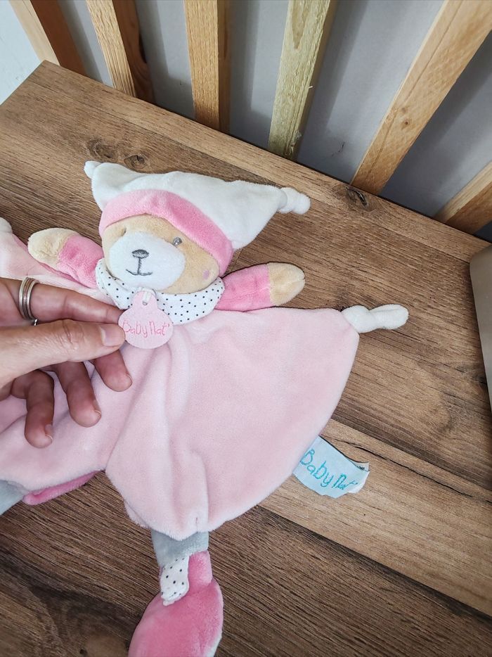 Ours brioche rose et blanc baby nat - photo numéro 2