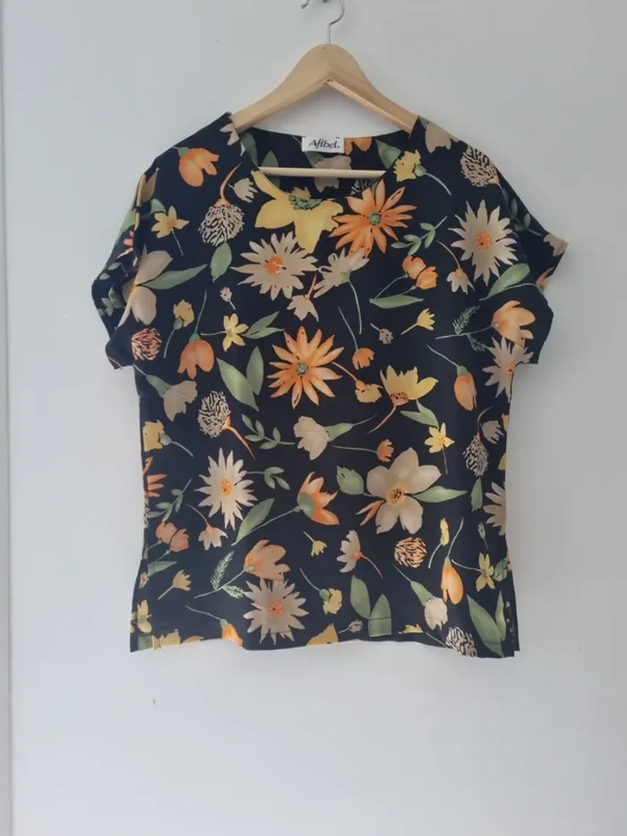 Blouse vintage fleurie manches courtes