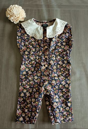 Combinaison pantalon sans manches imprimée fleurs 1 mois