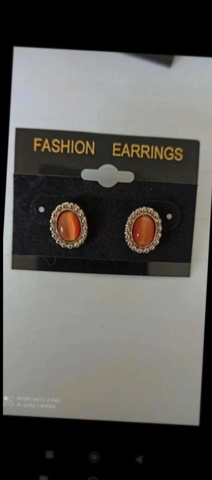 Boucles d'oreilles orange  argenté - photo numéro 3