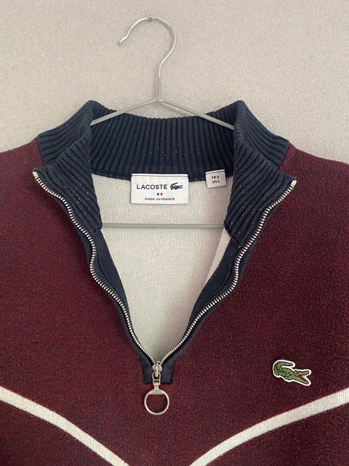 Pull Lacoste avec zip/fermeture col cheminée M/L - photo numéro 2