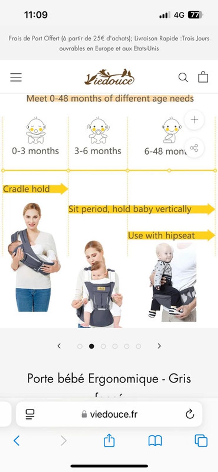 Porte bébé Ergonomique - Gris foncé - photo numéro 8