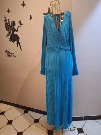 Robe longue bleue plissée - Made in italy