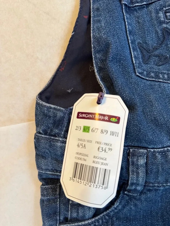 Salopettes fille Sergent Major taille 4/5 ans neuf avec étiquette - photo numéro 4
