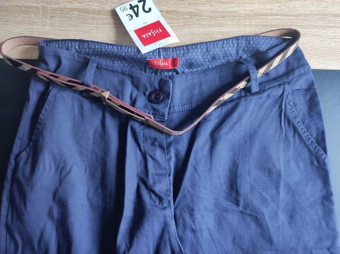 Pantalon bleu marine avec ceinture - photo numéro 3