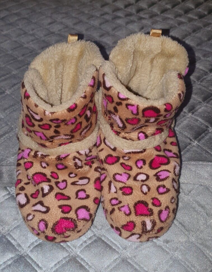 Chaussons velours polaire beige à petits cœur rose P: 28/29 - photo numéro 3