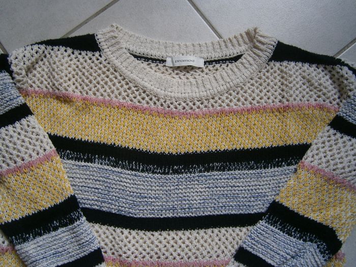 Pull ML à trous rayé multicolores PROMOD Taille L - photo numéro 4