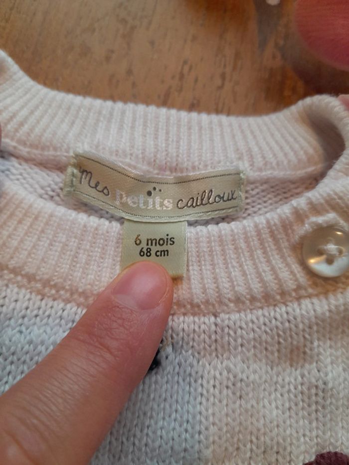 Pull fille 6mois blanc - photo numéro 3