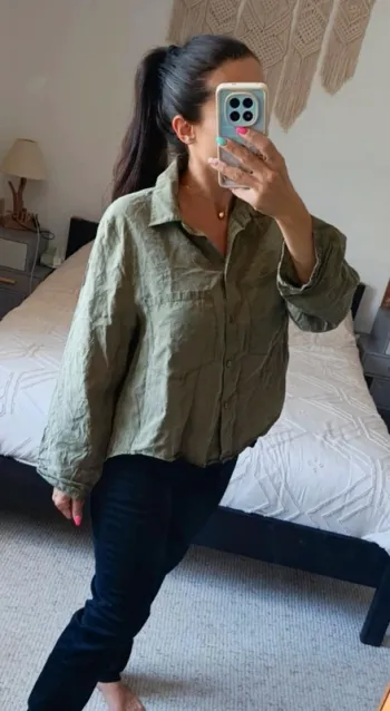 Chemise légère oversize Please L vert kaki 100% lyocell décontractée