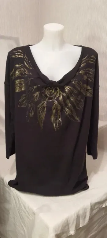 Pull long noir et or femme "Promod" Taille M