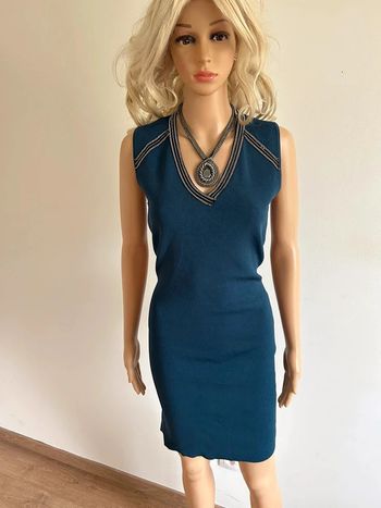 Robe bleue pétrole neuve sans manches avec dentelle et strass Morgan taille L (valeur 70€)