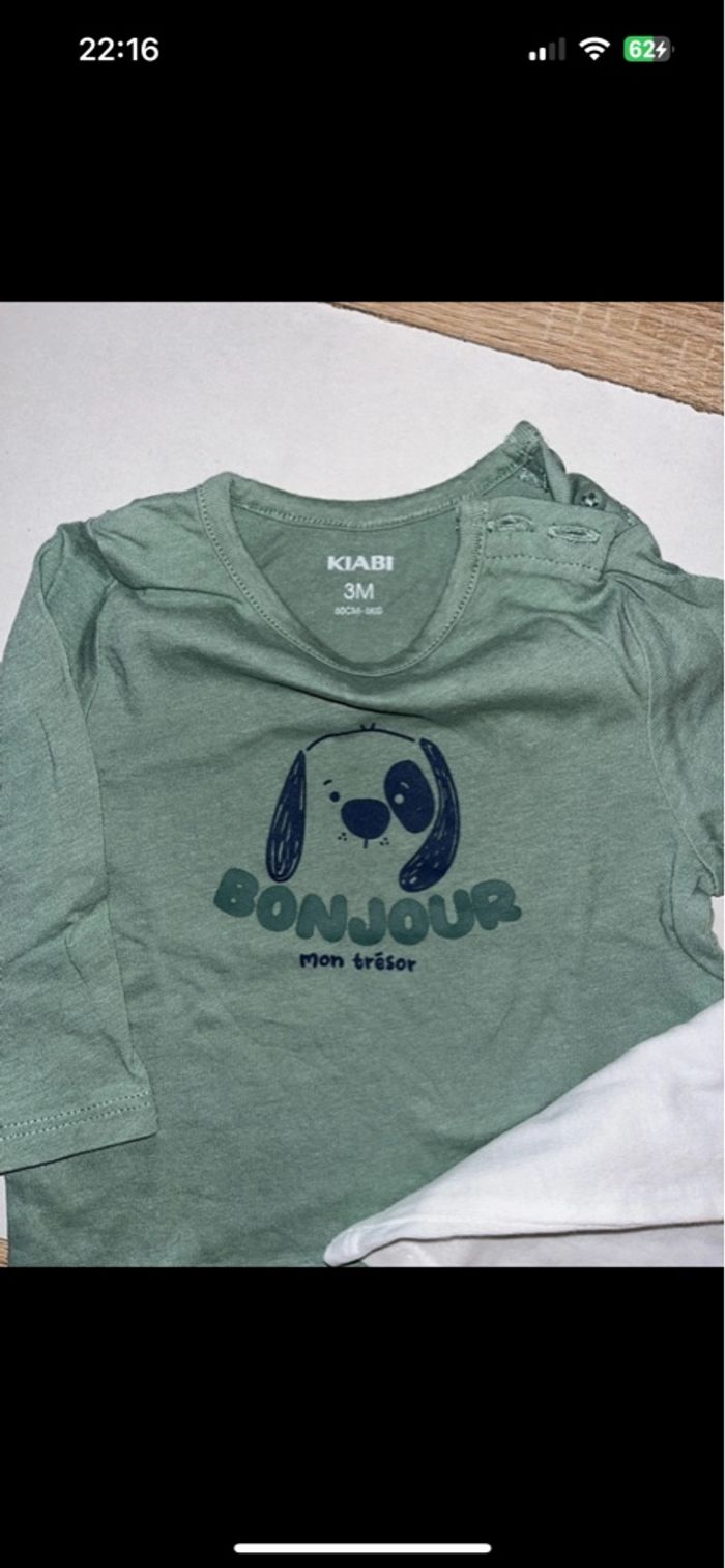 Lots de 2 t-shirt manche longue  3 mois