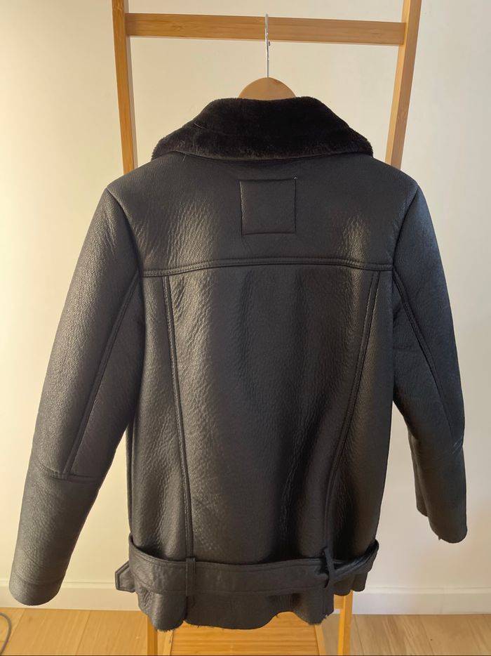 Blouson long noir doublé synthétique - photo numéro 3