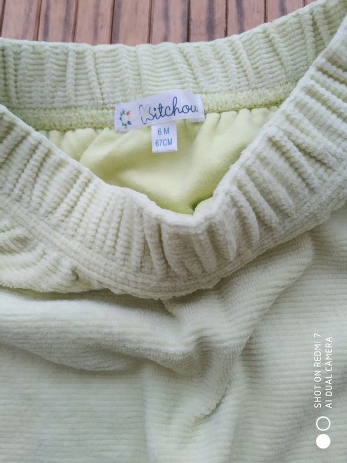 Kitchoun Kiabi pantalon sarouel vert velours 6 mois - photo numéro 2