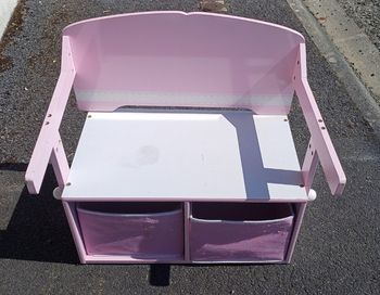 Meuble enfant 2 en 1 fille bureau et banc