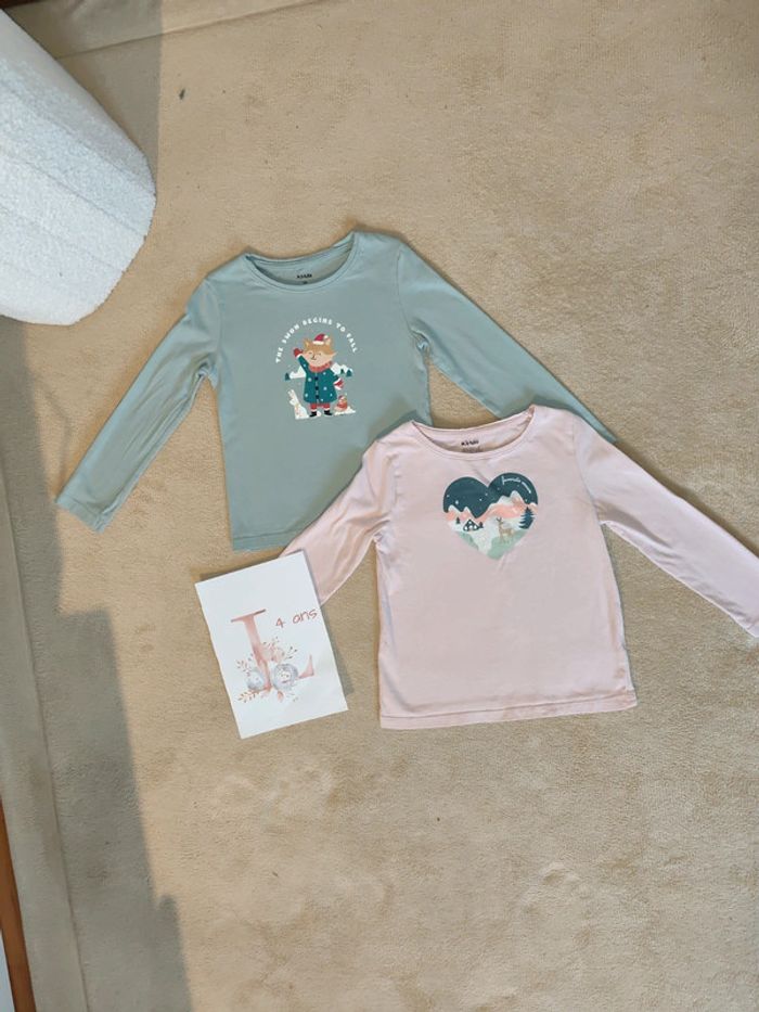 Lot 2 tee-shirts manches longues 4 ans Kiabi