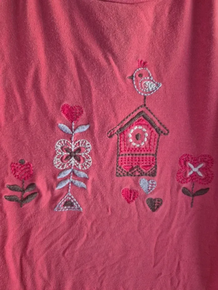 T-shirt longue manche cœur oiseau - photo numéro 2