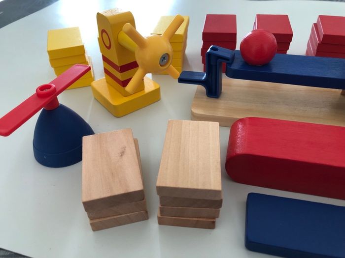 Lot domino type expresse jeux jouet circuit  construction équilibre bois machine forme parcours éducatif - photo numéro 6