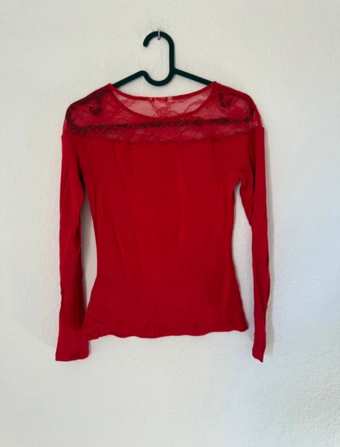 T-shirt manche longue fluide avec dentelle femme - taille XS / 34 - photo numéro 3
