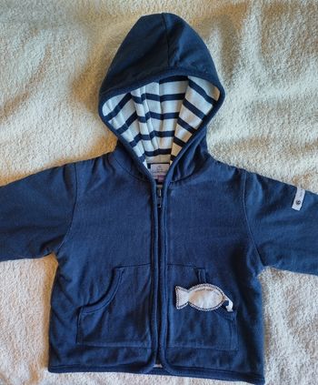 Gilet sweat à capuche bleu marine Coudémail pour un bébé de 6-9 mois