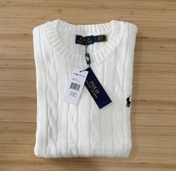 Pull Ralph Lauren torsadé blanc