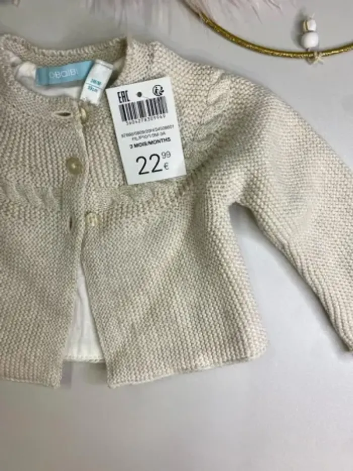 Gilet bébé fille - neuf - Obaïbi - Taille 3 mois - photo numéro 3