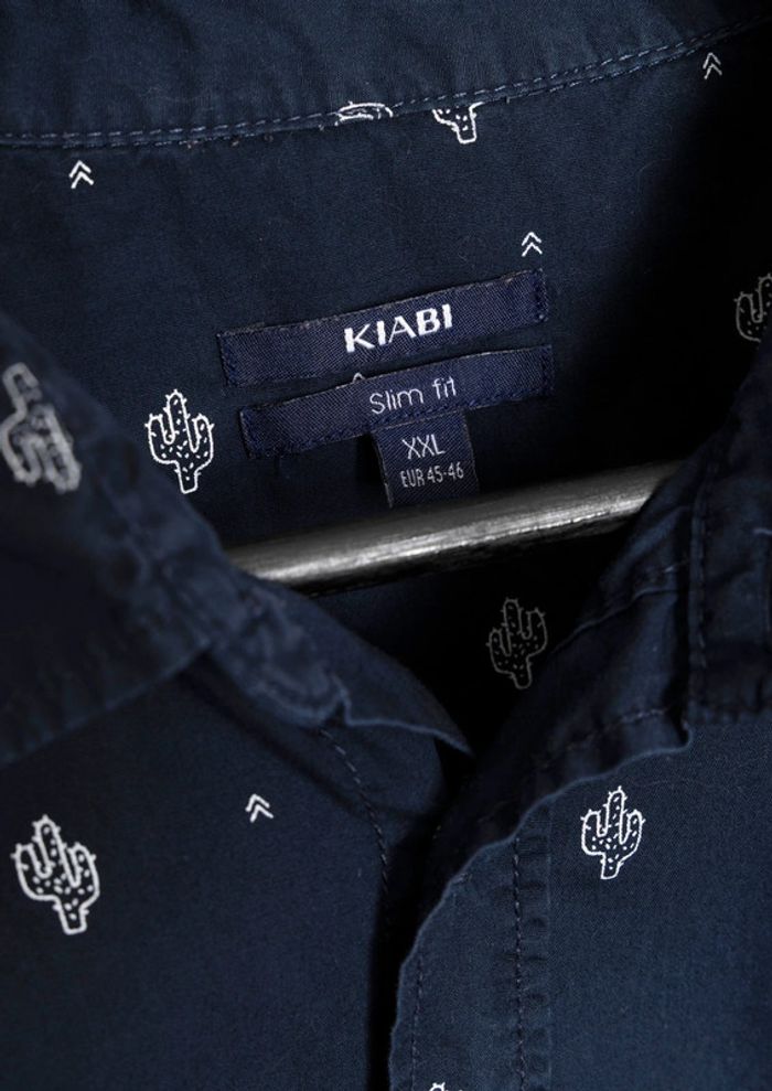 Chemise bleu marine motif cactus 100% coton • Cactus patterned navy shirt Size XXL - photo numéro 7
