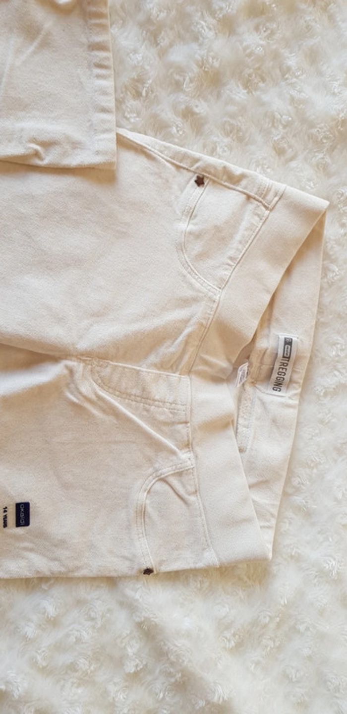 Pantalon tregging neuf fille Okaïdi crème brillant - photo numéro 2