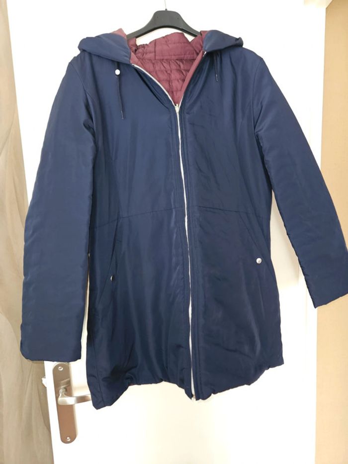 Manteau doudoune réversible bordeaux bleu marine - photo numéro 3