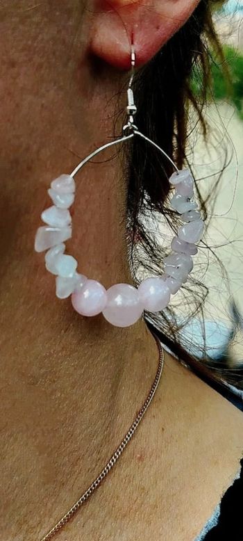 Créoles Élégantes en Argent & Quartz Rose AAA ,Raffinement et Éclat