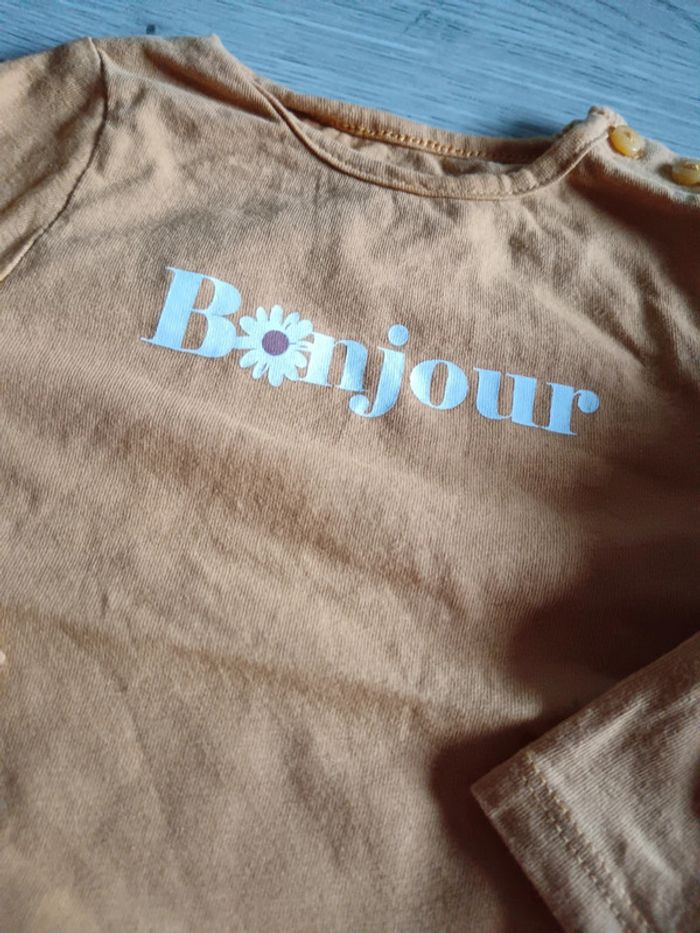 Ensemble pantalon tee shirt manches longues bonjour fleurs 9 mois - photo numéro 3