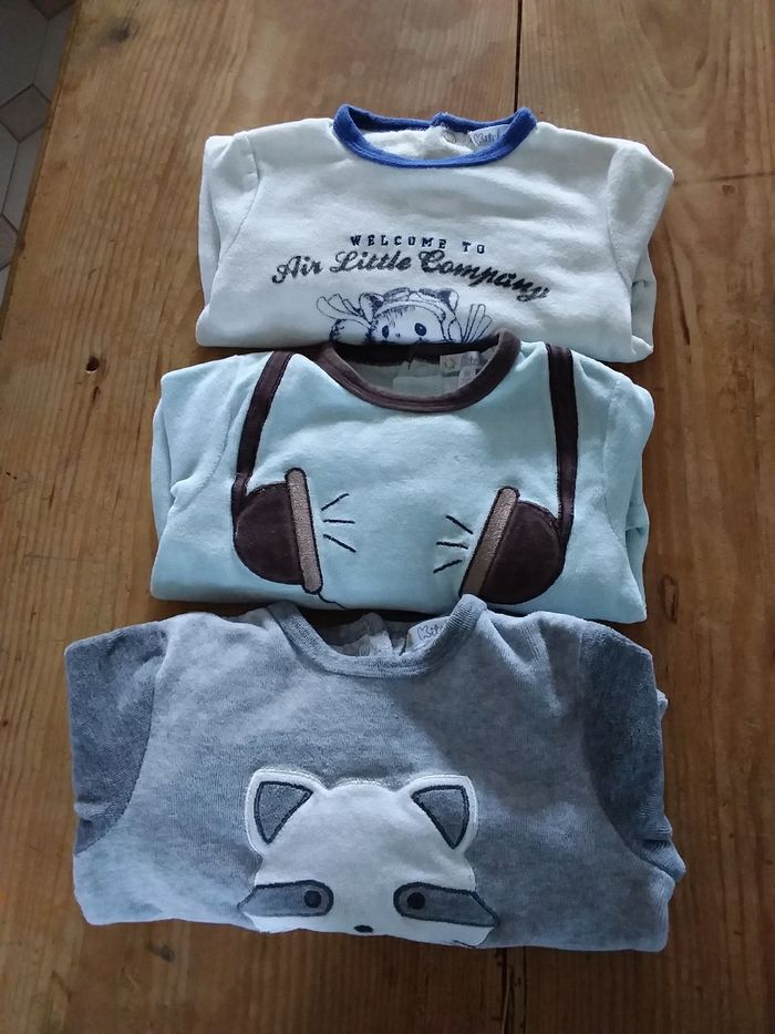 Lot de 3 grenouillères garçon taille 9 mois