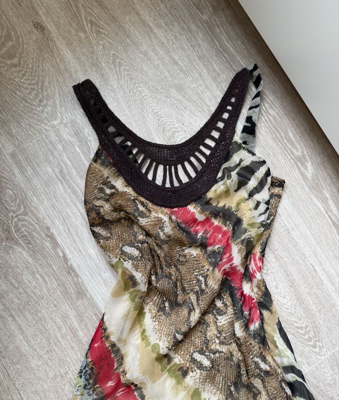 Robe longue moulante à volants asymétrique vintage - photo numéro 5