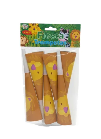 x6 Cornes Alfredo Fête d’Anniversaire Motif Lion 19 cm