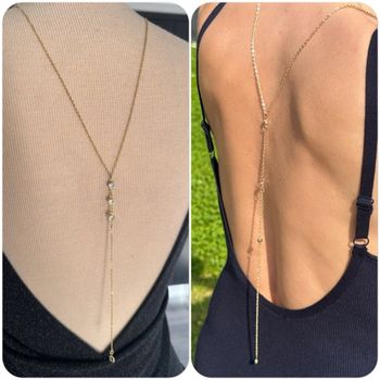 Collier dos nu strass en laiton or - Ateliersdisa