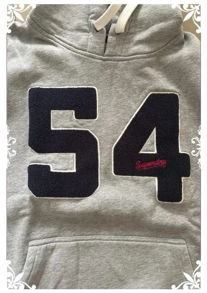 Sweat à capuche gris chiné "54" - Superdry - Taille XL - photo numéro 4
