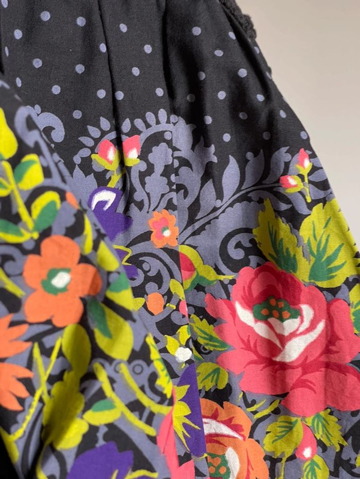 Jupe noire en coton Promod taille 34 avec motifs floraux russes / slaves - photo numéro 10