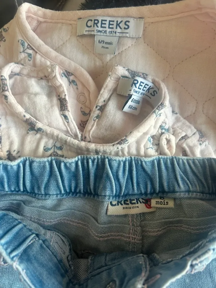 Ensemble jean blouse veste fleuries - photo numéro 5