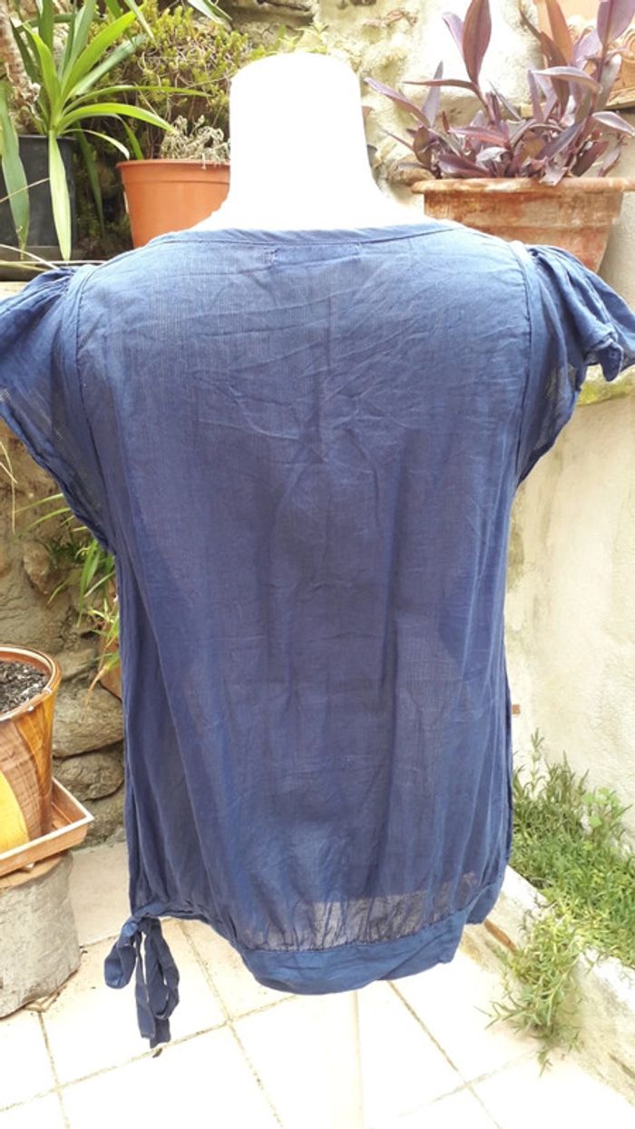 Tunique blouse coton tout léger bleu marine - photo numéro 4