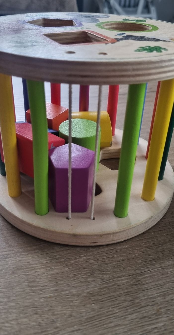 Tortue en bois à tirer avec jeu de formes - photo numéro 3
