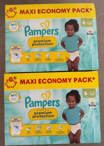 140 couches taille 6 Pampers premium protection.