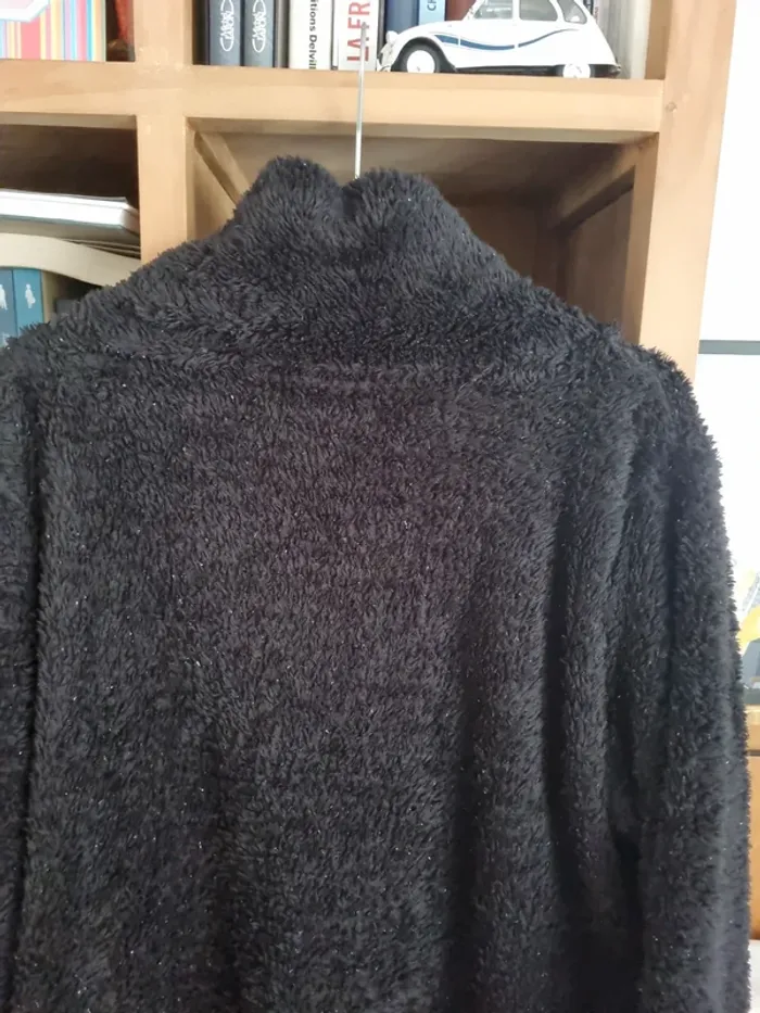 Pull cocooning noir doux brodé " flemme" - photo numéro 4