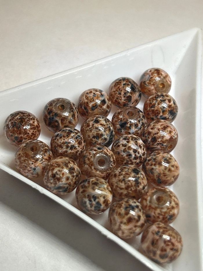 A263 déstockage 20 perles léopard marron verre 8mm - photo numéro 2